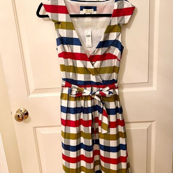 NWT Anthropologie Maeve Cricket Club Large Gingham Check Plaid Dress US Size 6 - Picture 3 of 4